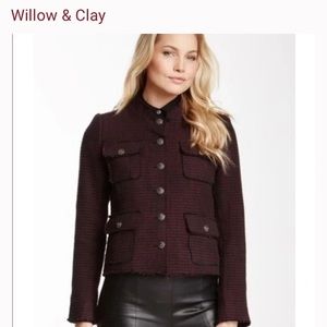 Willow & Clay Button Down Tweed Burgundy Blazer